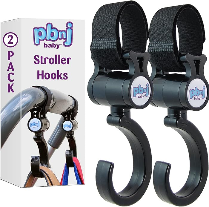 PBnJ baby Stroller Hooks 2 Pack Organizer Clip Travel Purse Shopping Diaper Bags | Amazon (US)