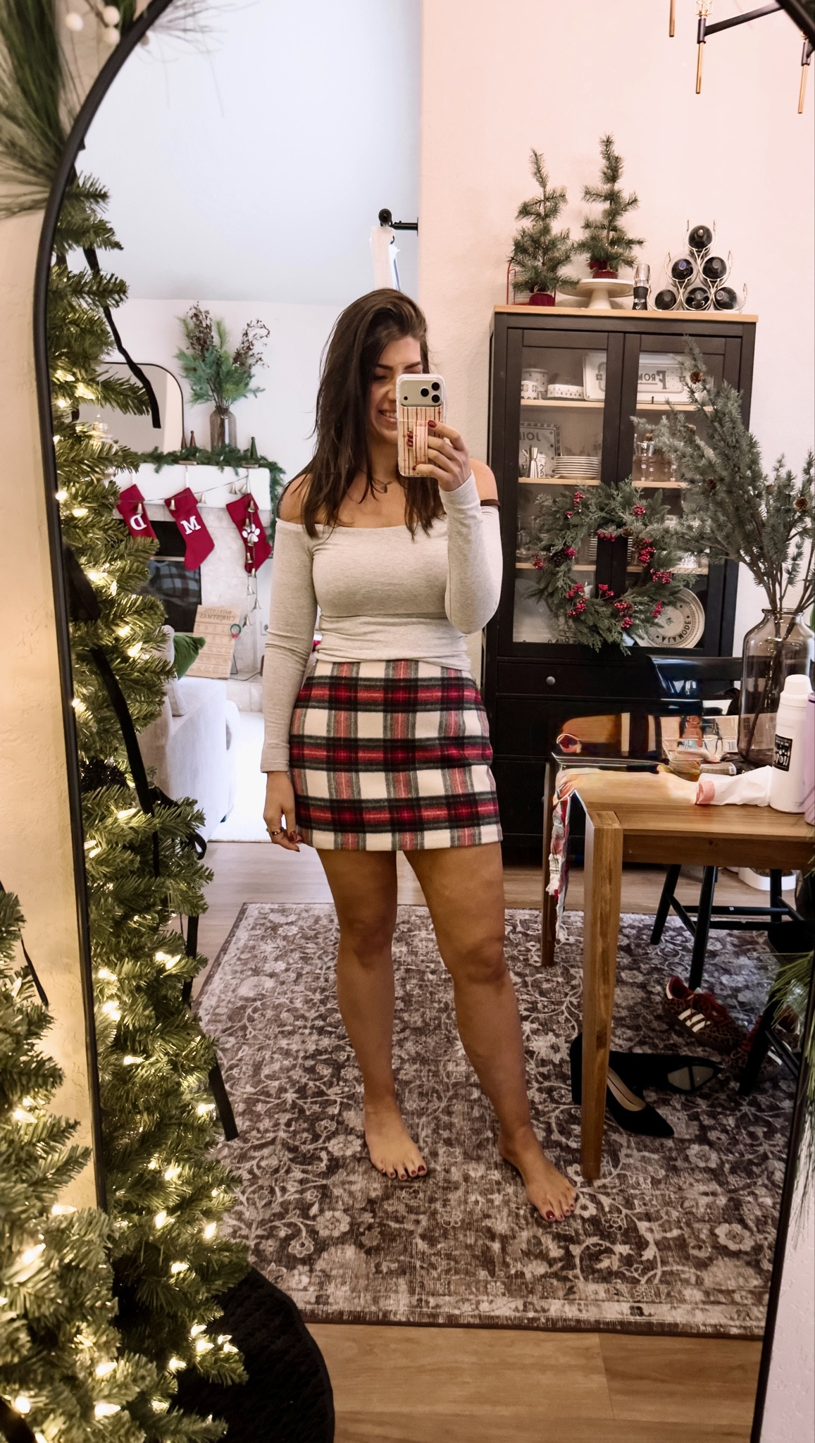Code- CYBERAF
In a medium curvy plaid skort
Medium off the shoulder tee 

#LTKMidsize #LTKHoliday #LTKOver40