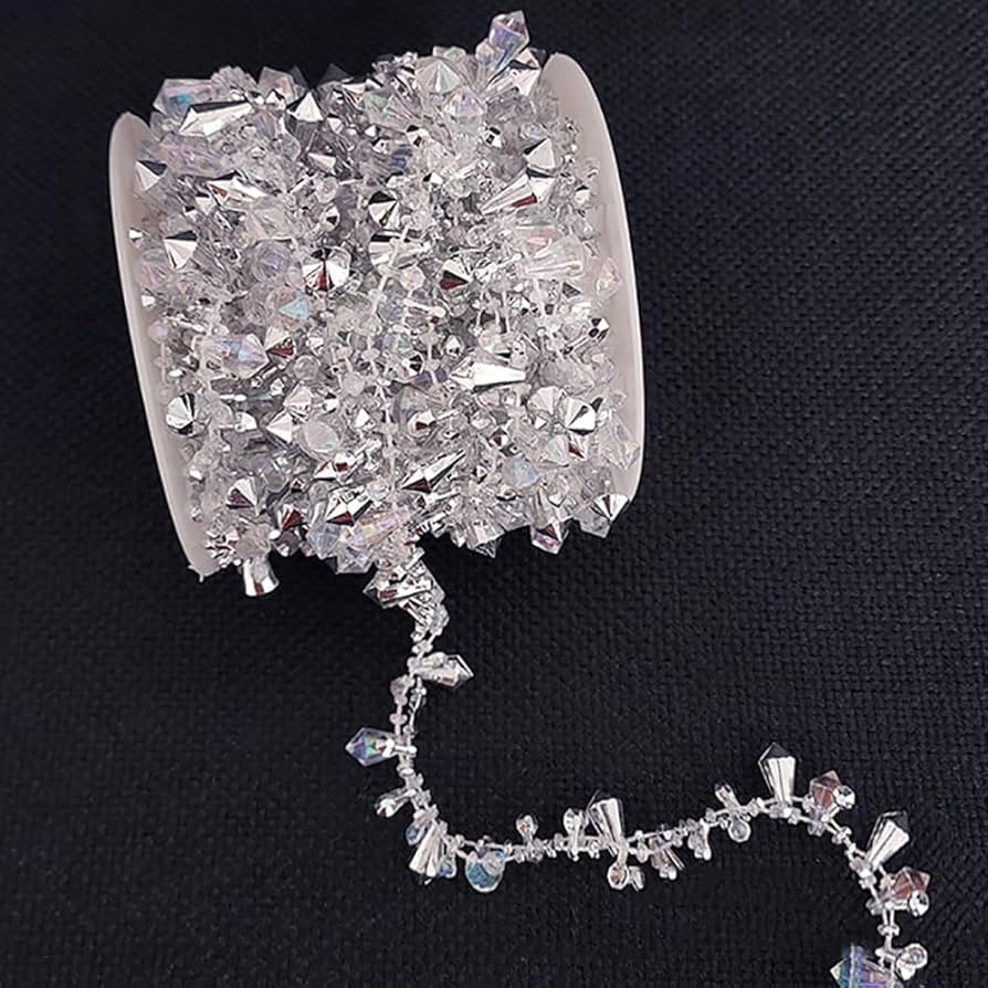 Crystal Bead Garland for Christmas Tree Decorations, 16ft Christmas Garland Clear Iridescent & Go... | Amazon (US)