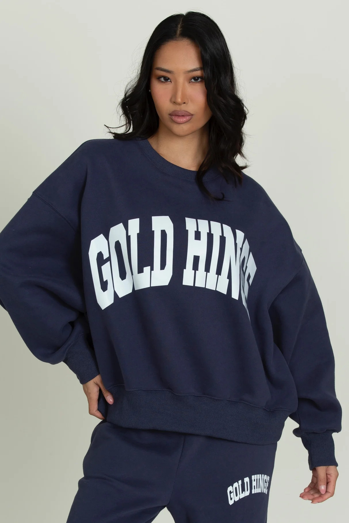 Dark Denim GH Wide Arm Sweatshirt | Gold Hinge