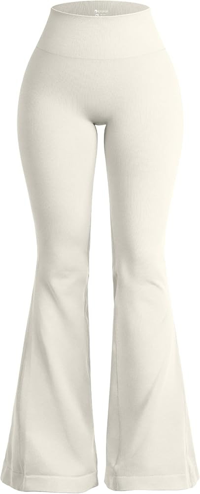 OQQ Women's Flared Pants High Waisted Yoga Leggings Stretchy Bell Buttom Wide Leg | Amazon (US)