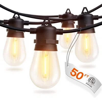 50FT LED Outdoor String Lights with Edison Shatterproof Bulbs, Weatherproof Strand | Wayfair North America