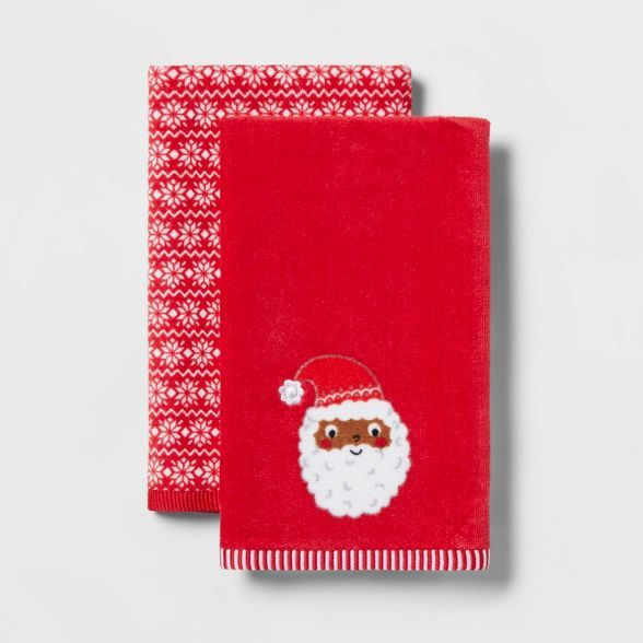 2pk Embroidery Hem Holiday Hand Towel Set - Wondershop™ | Target