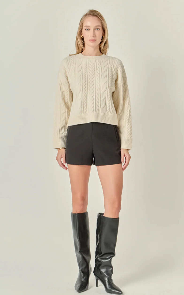 Crewneck Cable Sweater Cream / Small | Refinery