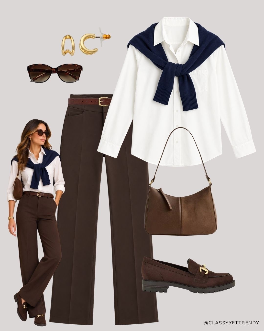 Modern Heritage Autumn Neutrals Capsule: 12 Tops, Bottoms, Layers and Shoes, many outfits! ✔️ Create several looks with classic and timeless staples - including wide-leg jeans, white shirt, navy sweater, mock neck top - elevated with just a few seasonal gems like an argyle cardigan, plaid blazer and heeled boots.🍂 Effortless, versatile, and polished!🤎 Which outfit is your favorite? 

#fallstyle #autumnvibes #autumnoutfit #browntones #capsulewardrobe