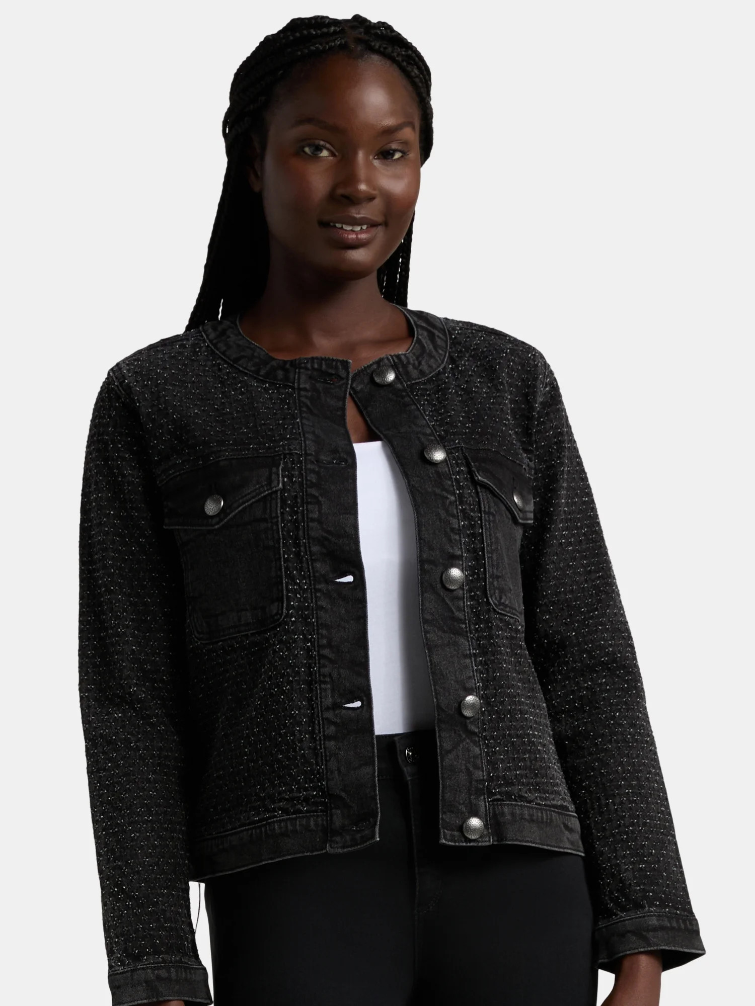 Time and Tru Women's Clip Dot Denim Jacket, Sizes XS-XXXL | Walmart (US)