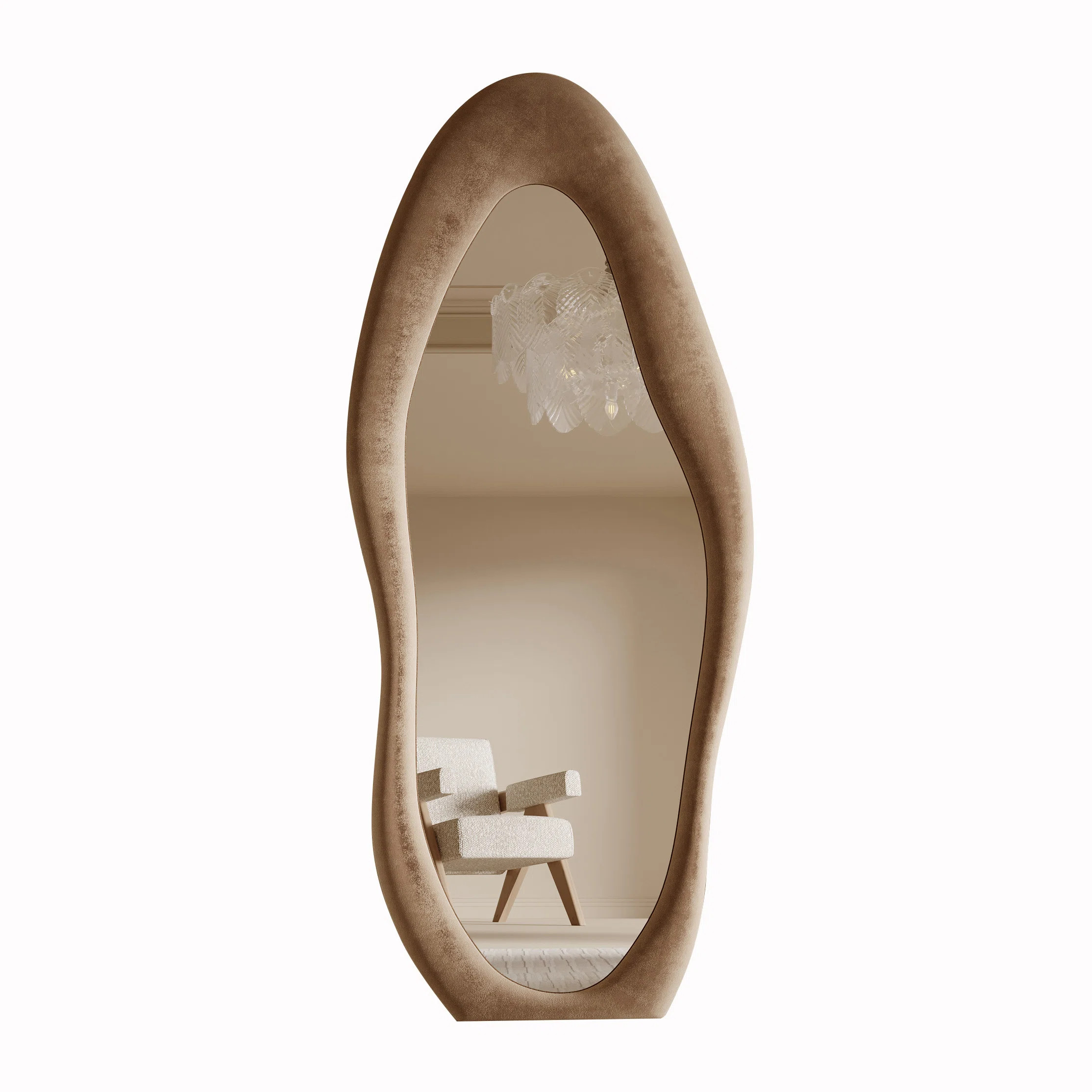 Amon Full Length 63" x 24" Mirror Velvet Wavy Floor Mirror | Wayfair North America