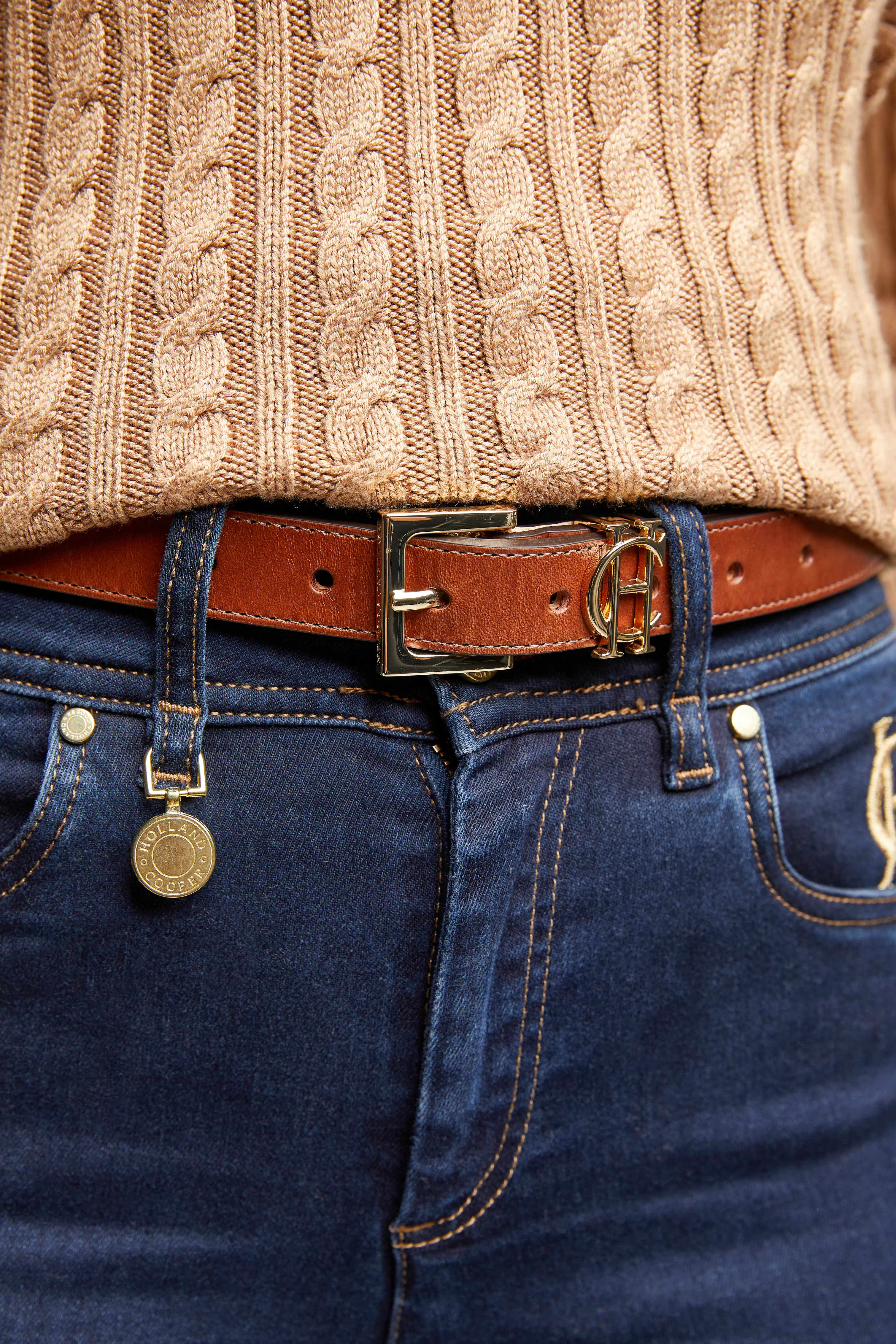 HC Slim Logo Belt (Tan) | Holland Cooper