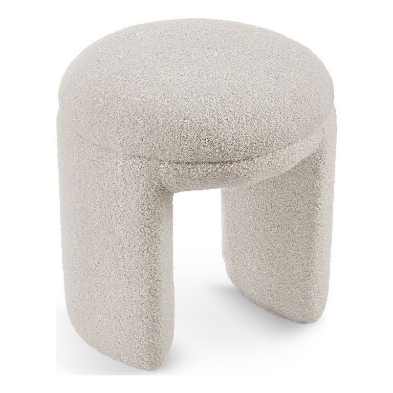 Meridian Furniture Bowen Beige Faux Shearling Teddy Fabric Ottoman/Stool | Walmart (US)