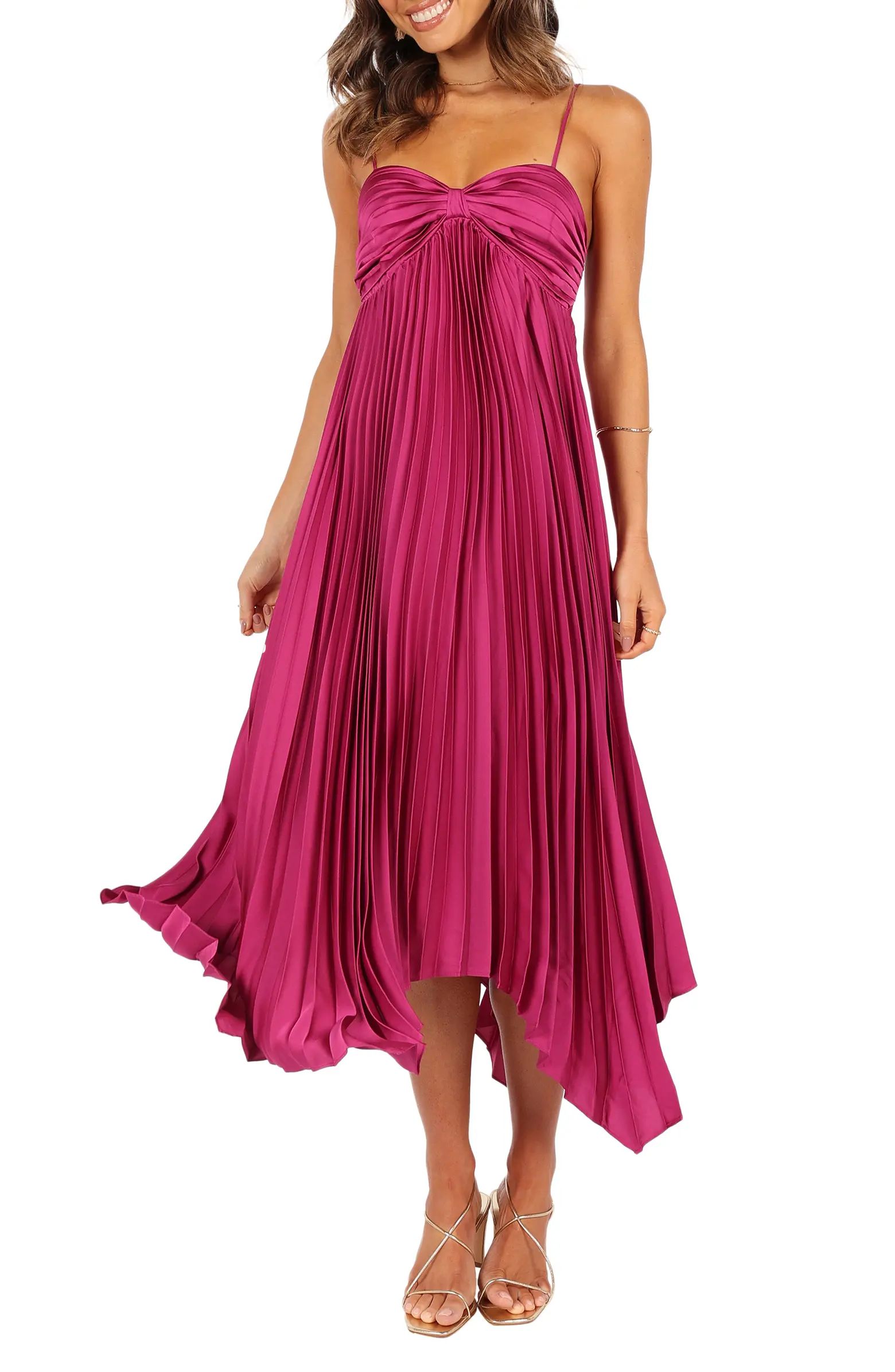 Vikki Pleated Sleeveless Satin Maxi Dress | Nordstrom