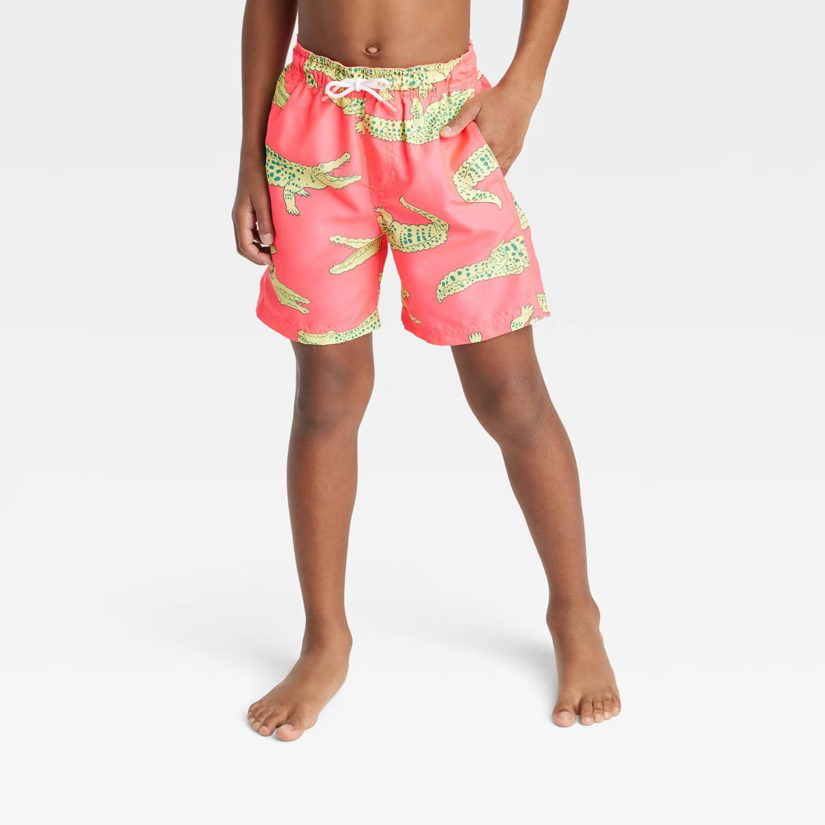 Boys' Crocodile Printed Swim Trunks - Cat & Jack™ Pink | Target
