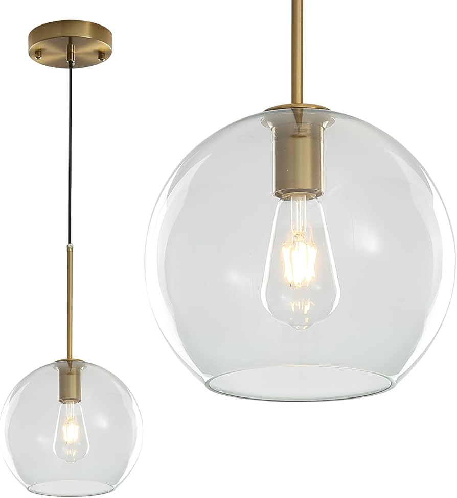 Modern Globe Pendant Light Fixtures, Mid-Century Glass Globe Flush Mount Ceiling Light, Rustic Li... | Amazon (US)
