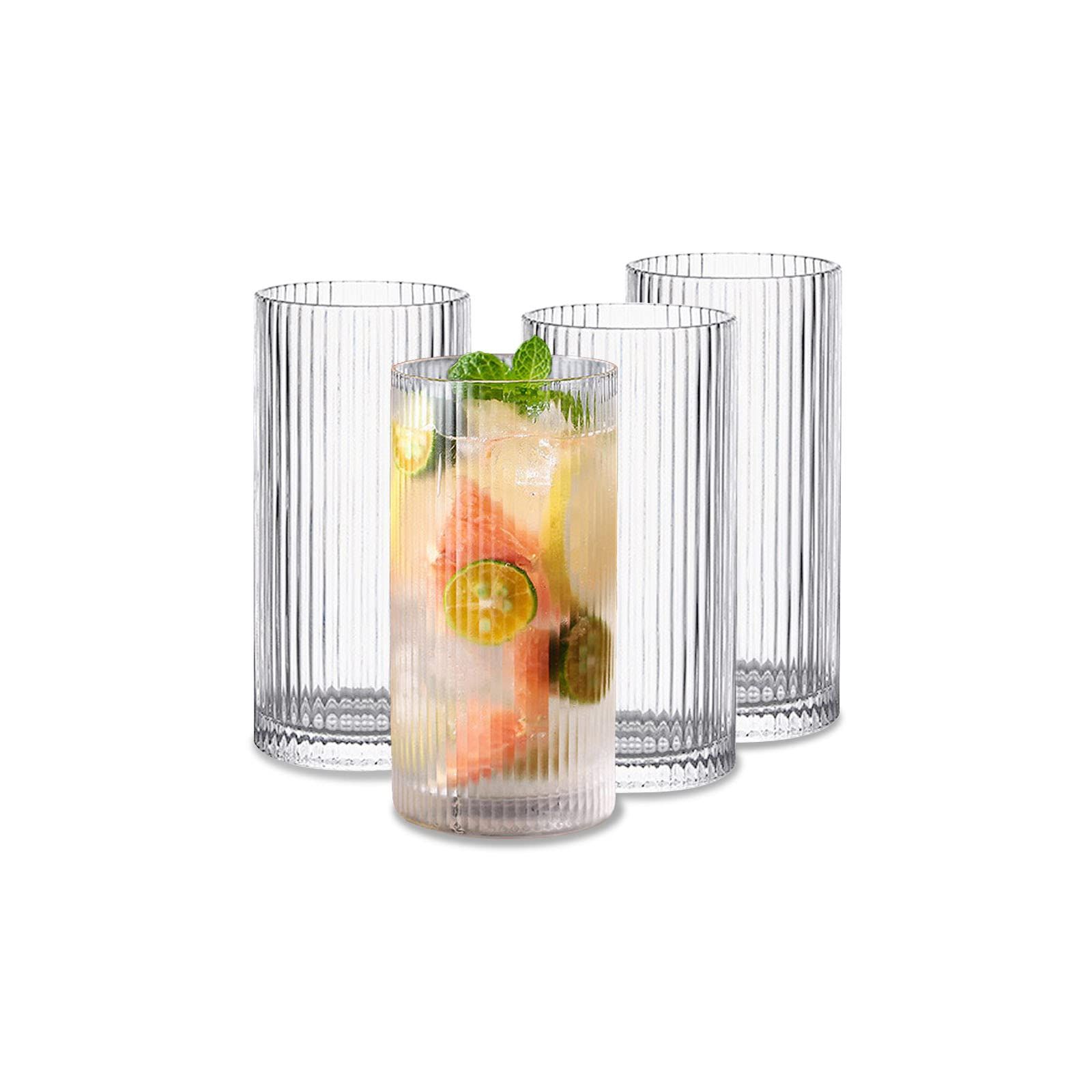 INSETLAN Glass Cups Vintage Glassware Set of 4 Large, Origami Style Transparent Cocktail Glasses ... | Amazon (US)