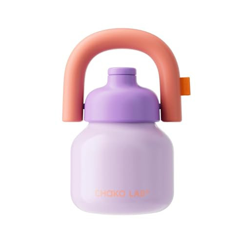 CHAKO LAB Water Bottle with Straw and Carry Handle | Wide Mouth vacuum insulated stainless steel Bottles | Reusable, leak-proof and BPA-free | 33oz (Purple&Orange) | Amazon (US)