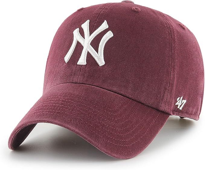 47 MLB New York Yankees Clean Up Unisex Baseball Cap, Adjustable Strap & Buckle, White Logo, Colo... | Amazon (UK)