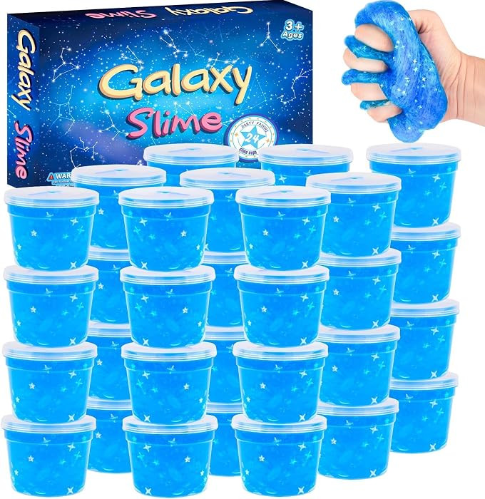 24 Pack Blue Galaxy Slime, Slime Bulk Party Favor for Girls & Boys, Clear Container Jars Galaxy S... | Amazon (US)