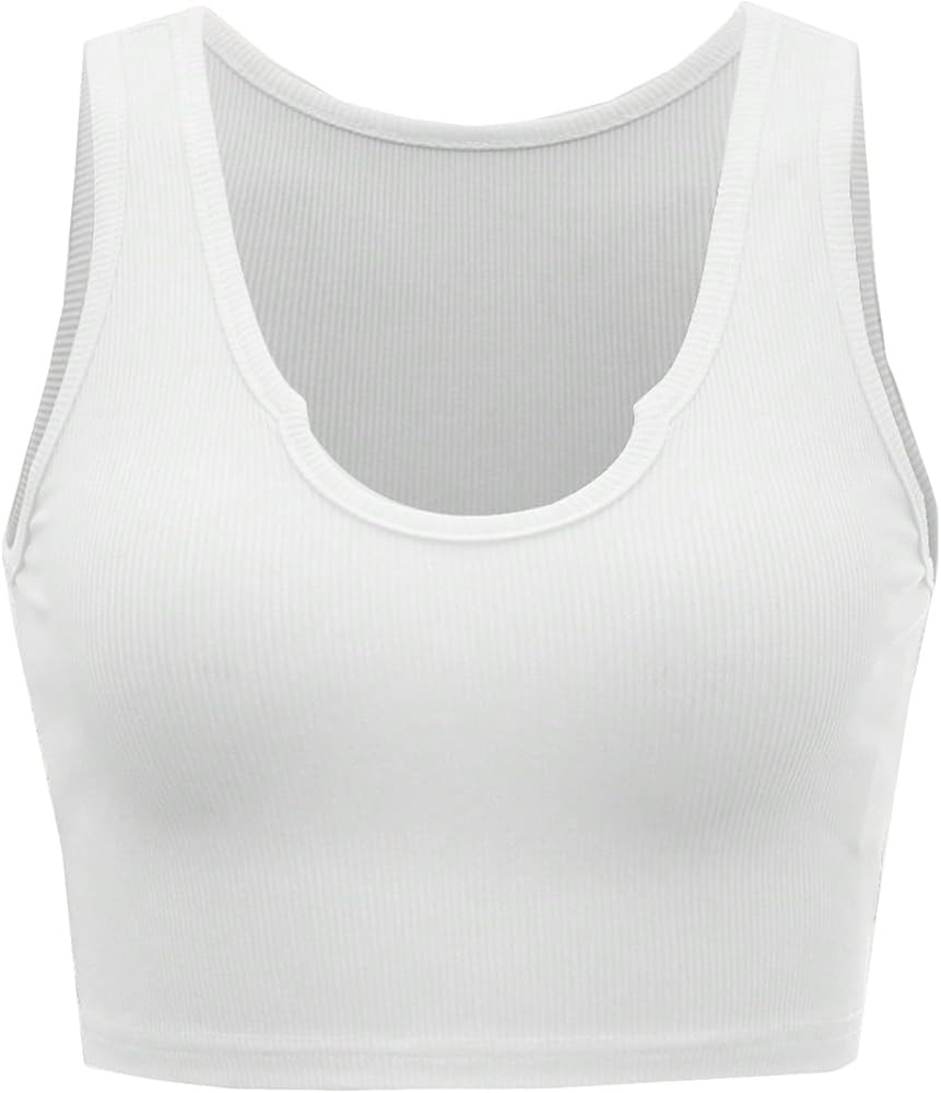 Floerns Women's Casual Scoop Neck Vest Rib Knit Sleeveless Crop Tank Top | Amazon (US)