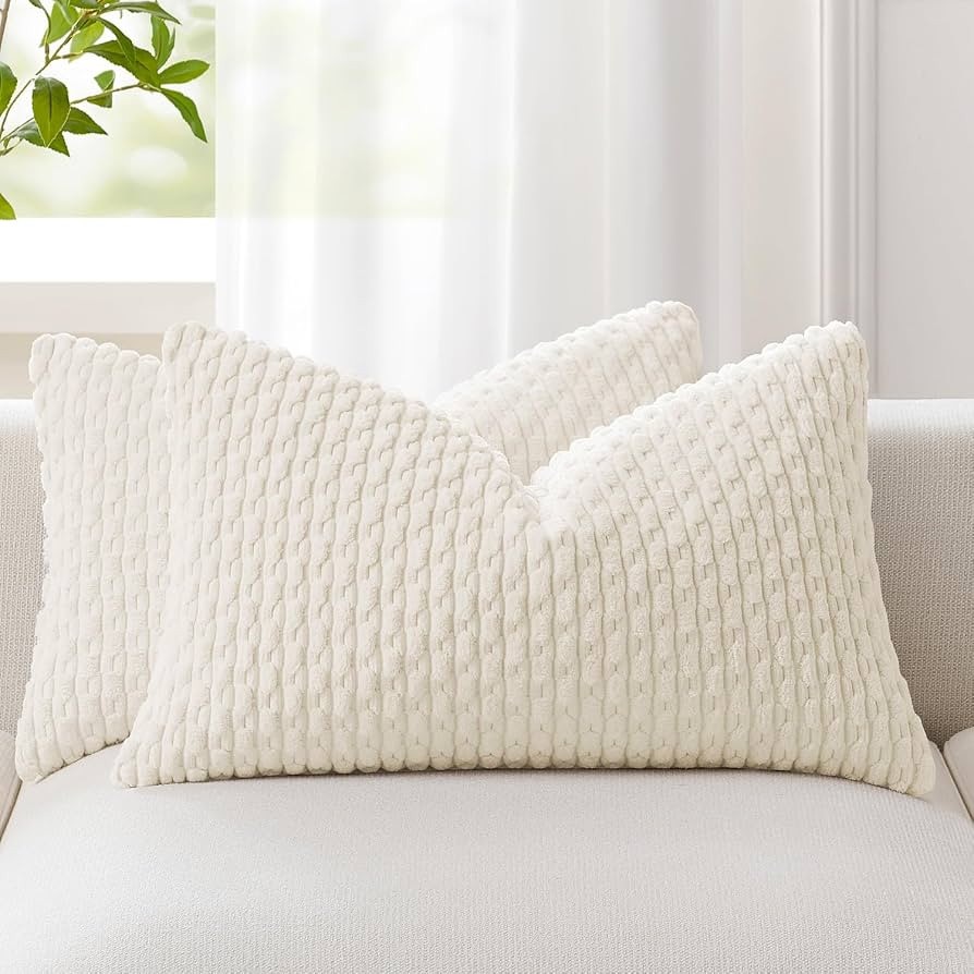 Kevin Textile Set of 2 Pillow Covers Solid Supersoft Corduroy Handmade Decorative Velvet Throw Pi... | Amazon (US)