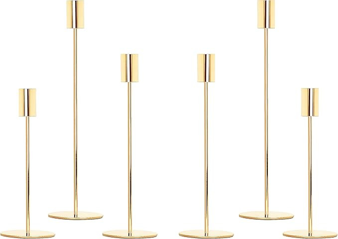 zeochyni Gold Candlestick Holders Set of 6, Decor Taper Candle Holder for Wedding, Dinning, Party... | Amazon (US)