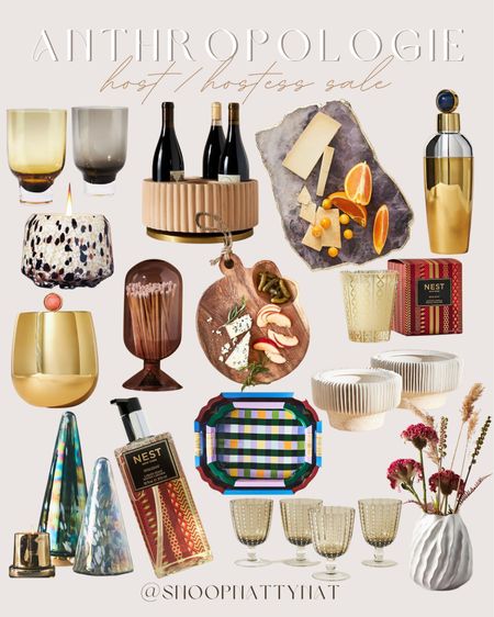 Anthropology host sale - anthropology hostess - host gifts - hostess gifts - host gifts - candle - cheese board - wine glasses 

#LTKHoliday #LTKsalealert #LTKhome