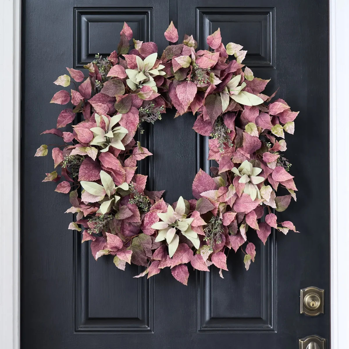 Autumn Beauty Front Door Fall Mauve & Mint Green Foliage Wreath Classic Everyday Wall Decor - Ava... | Darby Creek Trading
