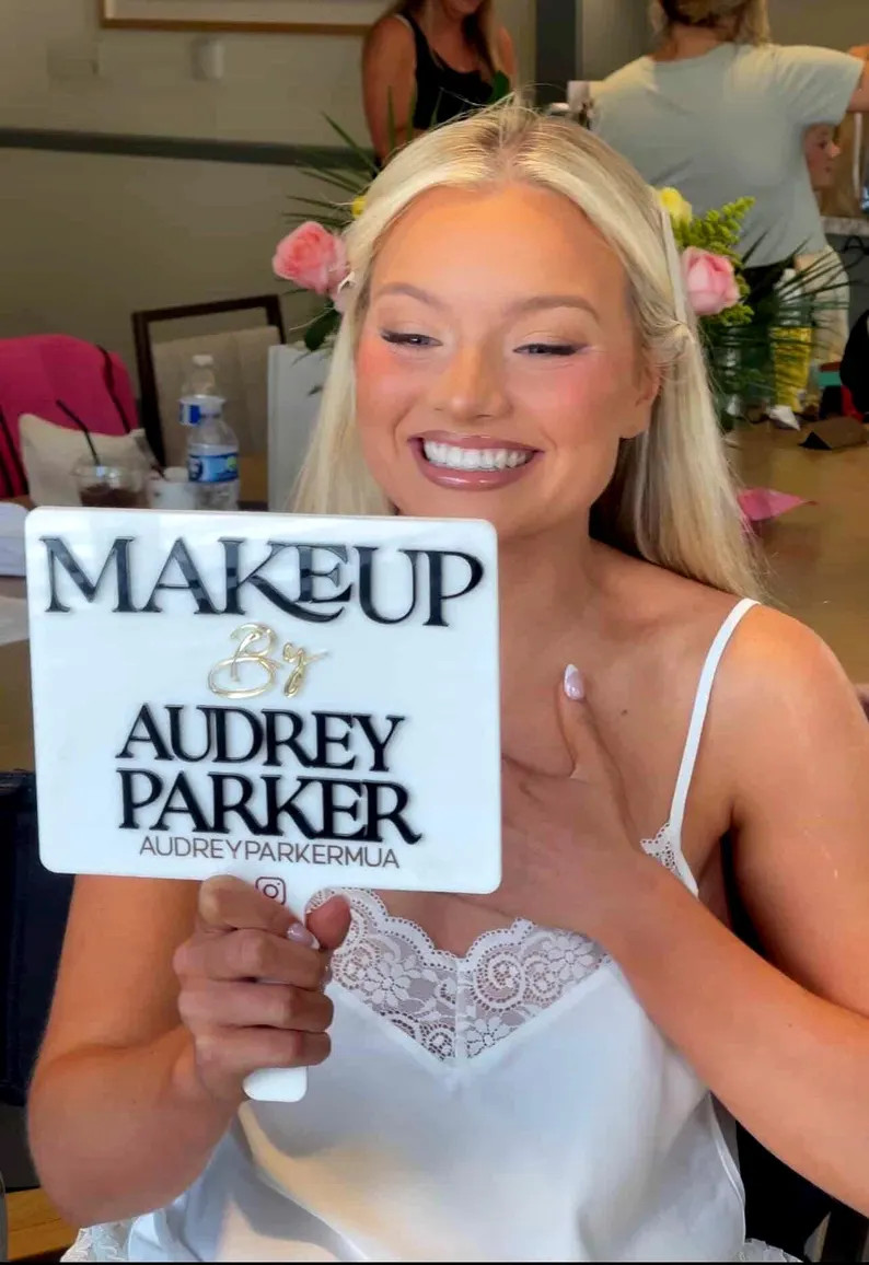 XL Makeup Artist Mirror, Handheld Mirror, Personalised MUA Gift, Bridal Makeup, Makeup Logo, Busi... | Etsy (Global)