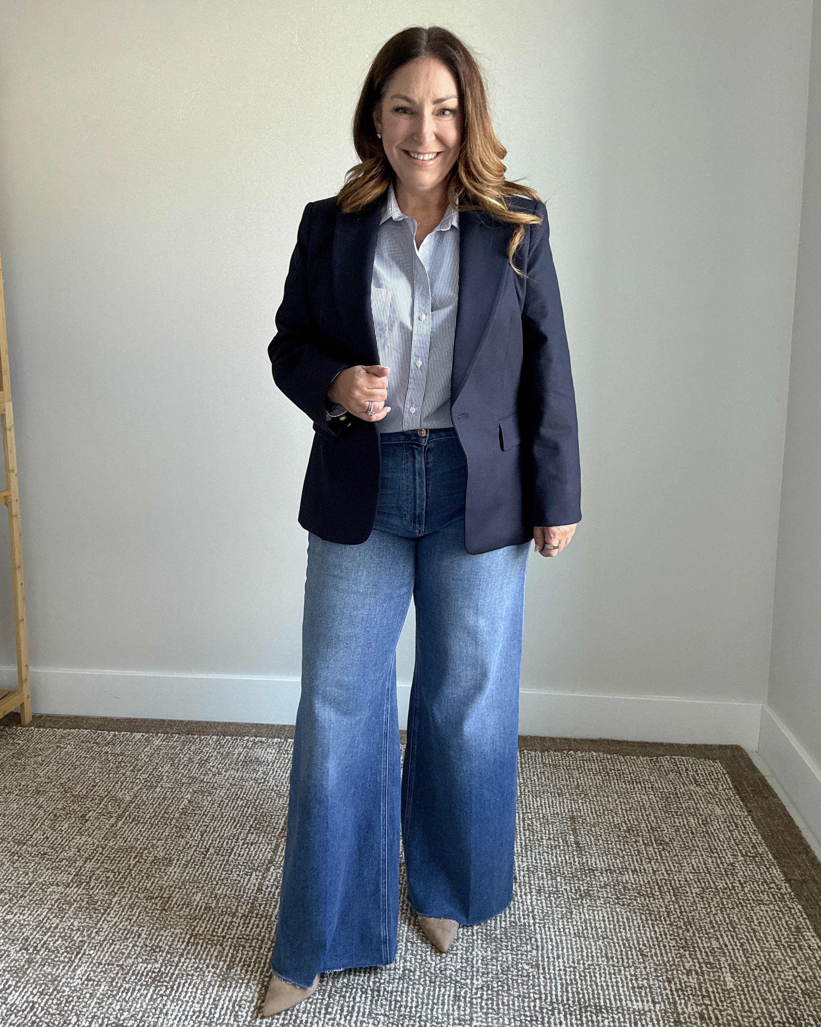 NSALE Classic outfit with Veronica Beard Navy Blazer size up if in-between wearing 14, Frank & Eileen button shirt size up if in-between wearing 14, Paige jeans tts, L 

Love this classic look but the button down shirt is not worth the $$ but the blazer and jeans are!  

 

#LTKOver40 #LTKSaleAlert #LTKMidsize