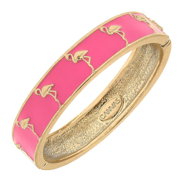 Malibu Enamel Flamingo Hinge Bangle in Pink | CANVAS
