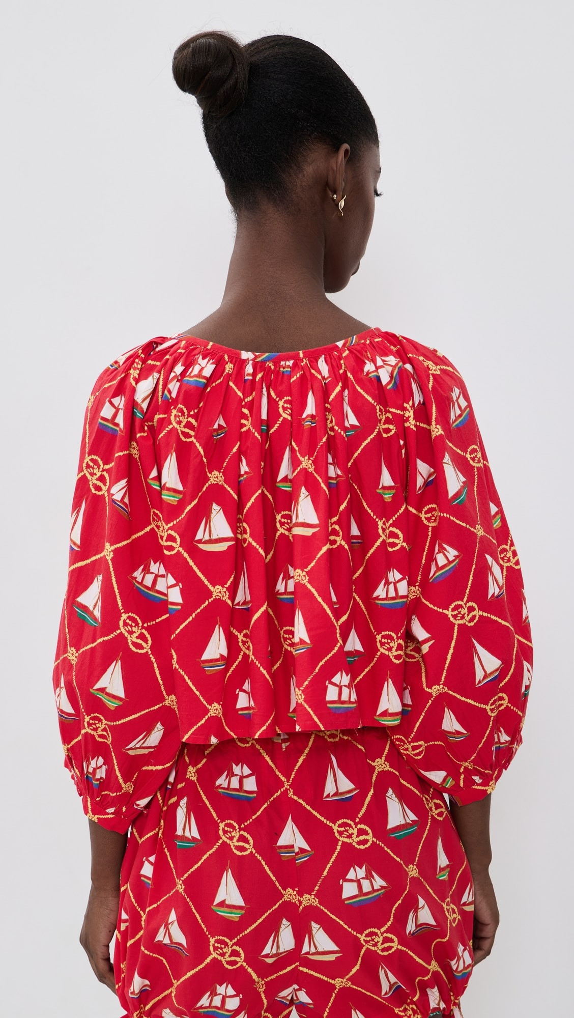 Coniglio Palm Beach Cropped Shirred Half Placket Blouse | Shopbop | Shopbop