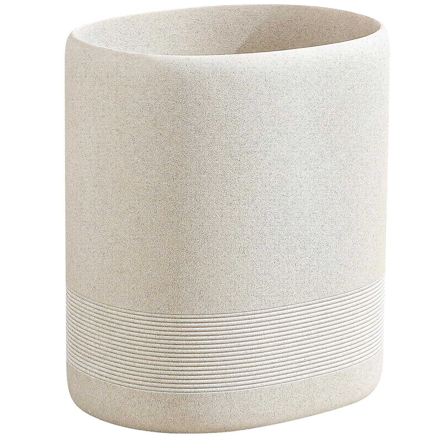 Trash Can, 1.6 Gallon Small Simple Modern Oval Garbage Bin, Beige | Amazon (US)