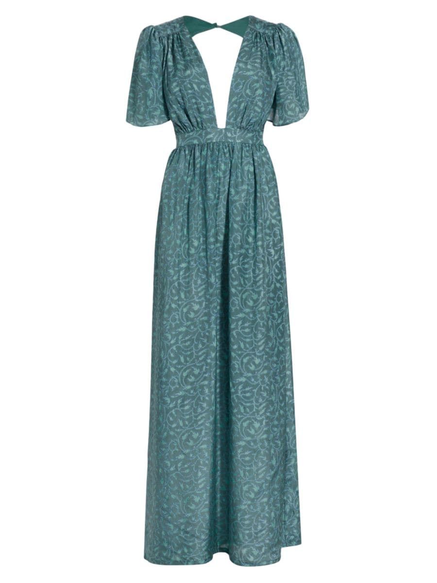 Hannah Artwear Suri Aster-Print Silk Maxi Dress | Saks Fifth Avenue