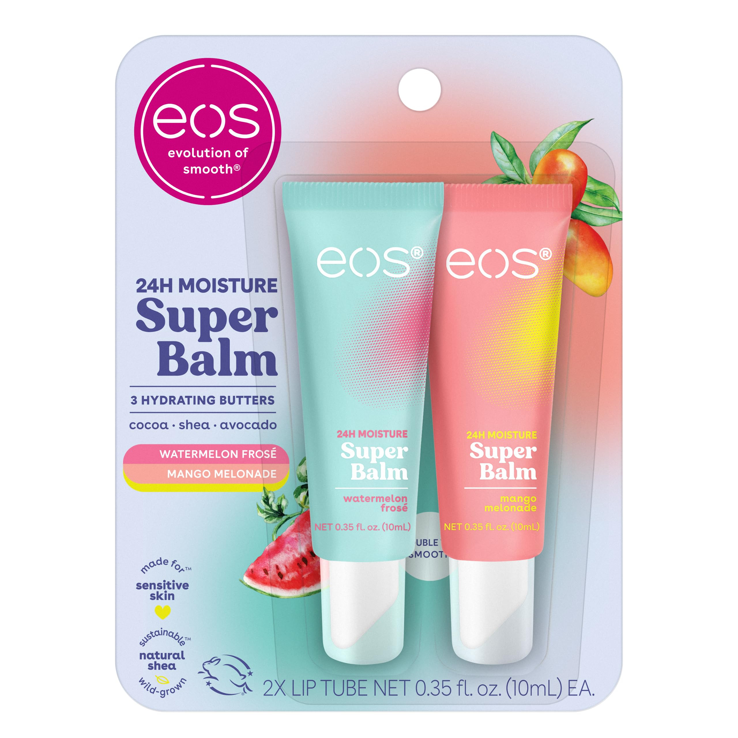 eos 24H Moisture Super Balm- Watermelon Frosé & Mango Melonade, Lip Mask, Day or Night Lip Treat... | Amazon (US)