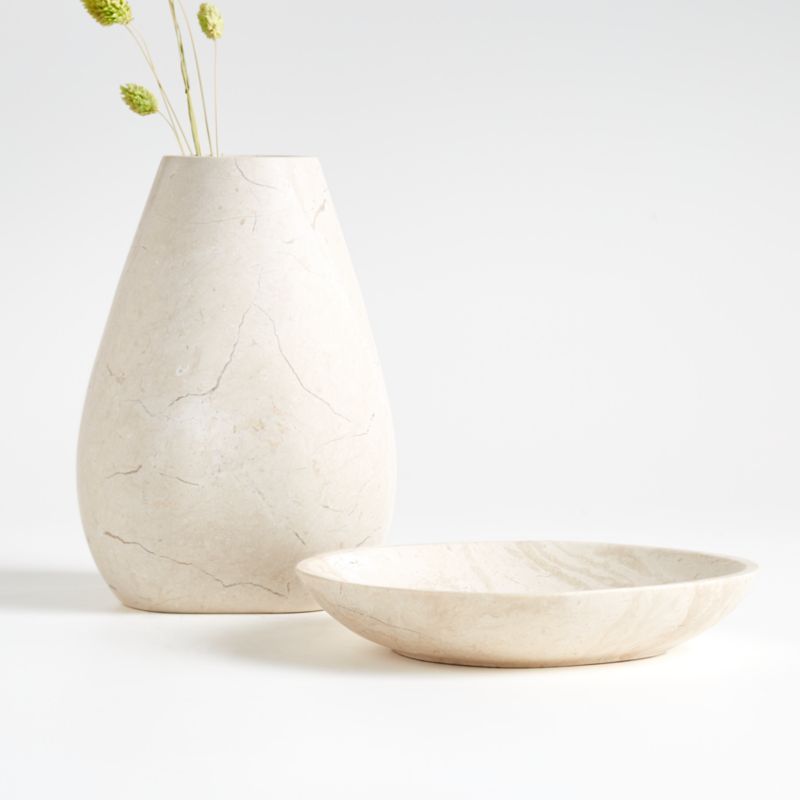 Lilloo Marble Vase and Plate | Crate and Barrel | Crate & Barrel