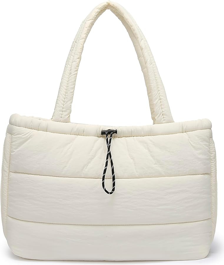 Queenoris Puffer Tote Bag for Women, Large Quilted Lightweight Satchel Purse Travel Gym Bag | Amazon (US)