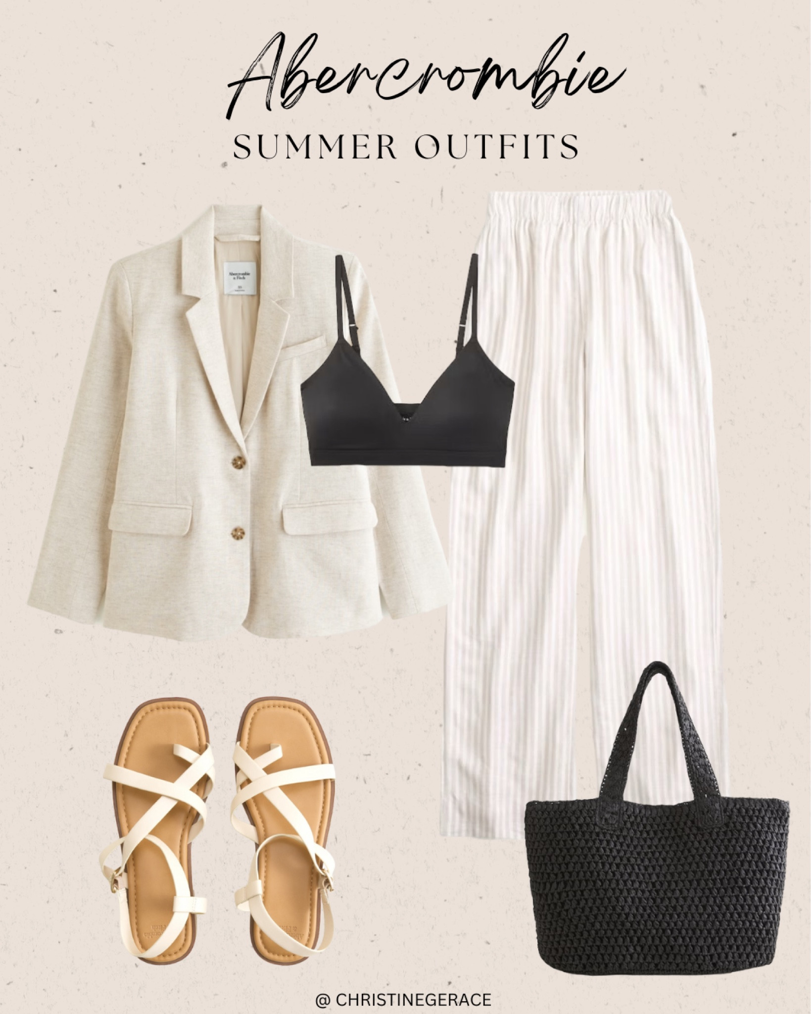 Abercrombie Summer outfit inspo ! Tons of sales for the summer right now - linked below ⬇️ 

Abercrombie, linen pants, blazer, summer outfit, sandals, tote bag 

#LTKStyleTip #LTKSummerSales #LTKSaleAlert