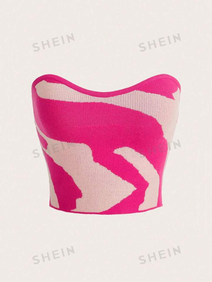 SHEIN EZwear Two Tone Tube Knit Top | SHEIN