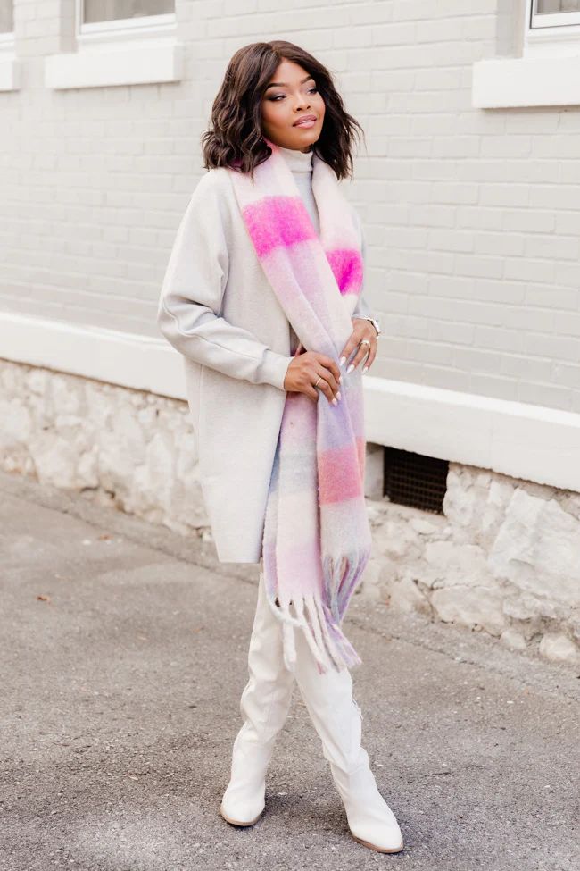 Falling For Us Pastel Plaid Scarf | Pink Lily