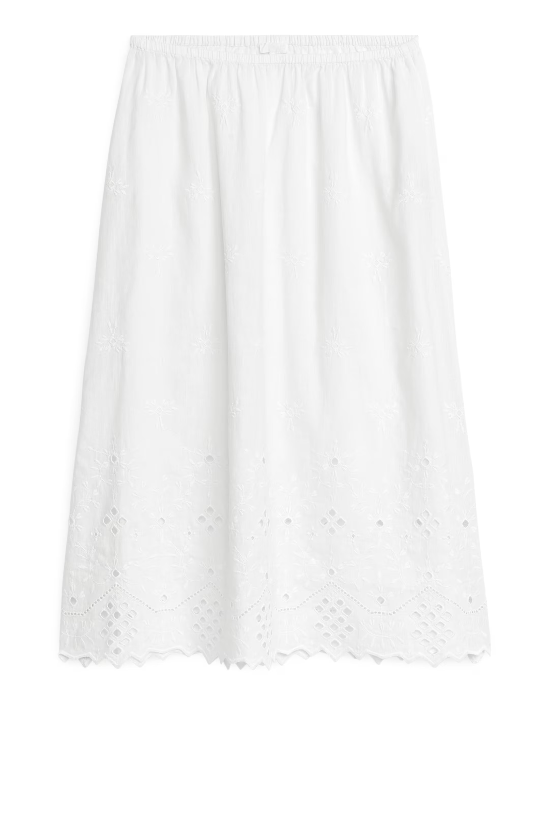Bestickter Rock - Normale Bundhöhe - Midi - Weiß - Ladies | H&M AT | H&M (DE, AT, CH, NL, FI)