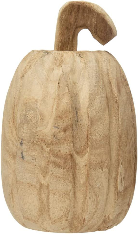 4-1/2" Round x 7" H Hand-Carved Paulownia Wood Pumpkin | Amazon (US)