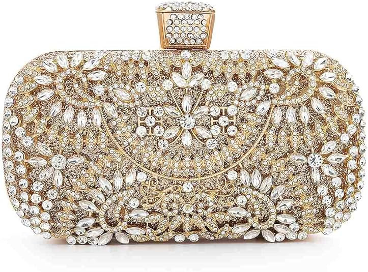 Yokawe Womens Crystal Evening Clutch Bag Bridal Wedding Purse Rhinestone Party Prom Handbag | Amazon (US)