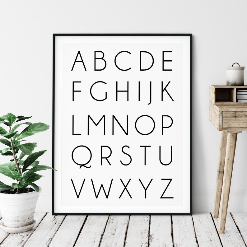 Alphabet Poster, Alphabet Print, ABC Wall Art, ABC Poster Chart, Kids Room Decor, Kids Wall Art, ... | Etsy (US)