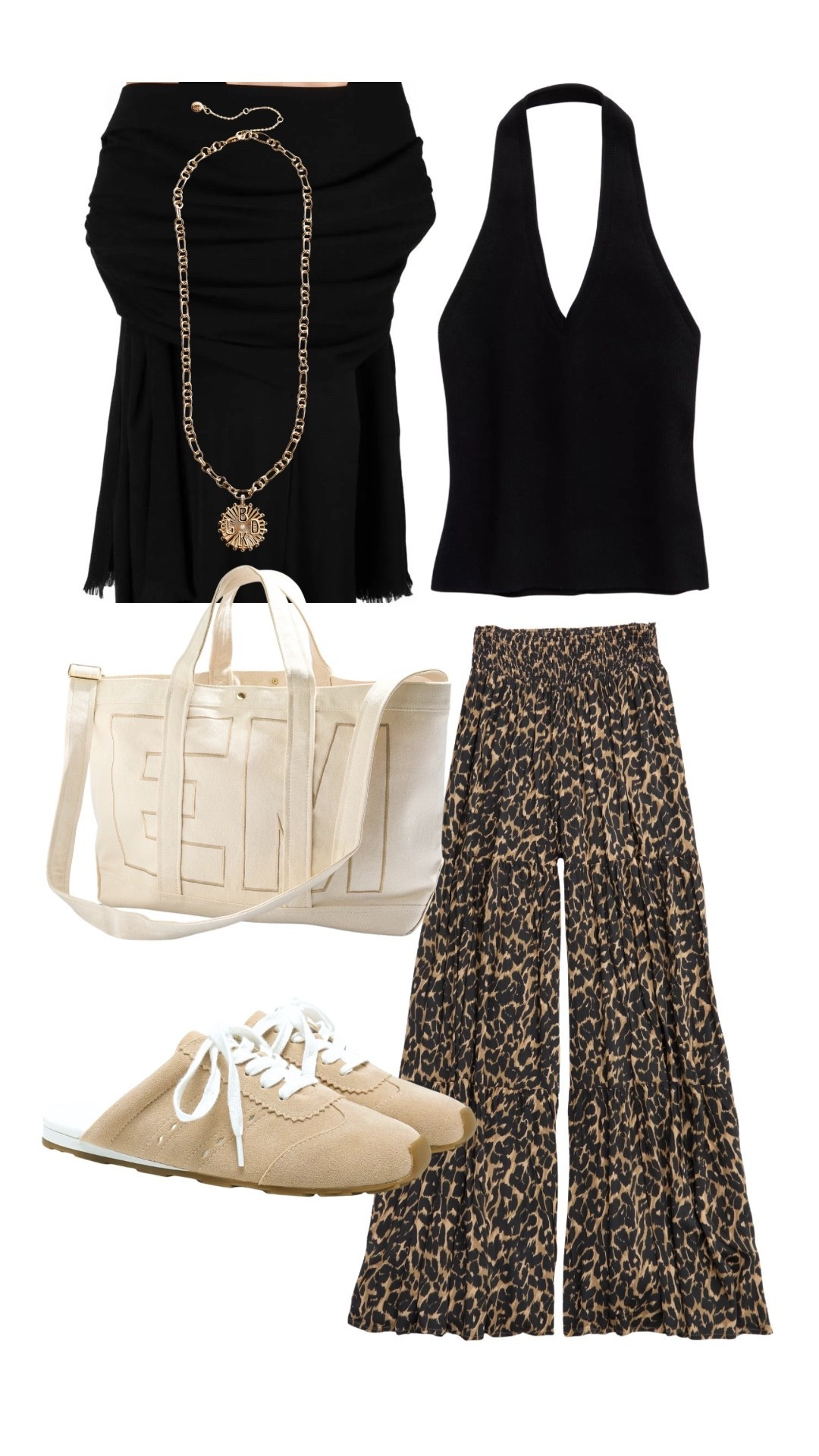 Jet set in style with the ultimate chic travel outfit ✈️🖤 This effortless airport look combines comfort and fashion with a sleek black halter knit top, flowy leopard print pants, cozy neutral sneakers, and an oversized tote bag perfect for all your essentials. Finished with statement gold accessories for that elevated on-the-go vibe. If you’re searching for the best airport outfit ideas, comfy travel clothes, stylish vacation looks, or casual chic travel fashion, this outfit is the perfect inspo. Ready for takeoff in style. 🤎✨ #TravelOutfit #AirportStyle #TravelFashion #VacationOutfit #ComfyChic #AirportLook #LeopardPrint #NeutralStyle #OOTD #TravelStyle #CasualLuxury #JetSetStyle

#LTKSaleAlert #LTKxAerie #LTKTravel