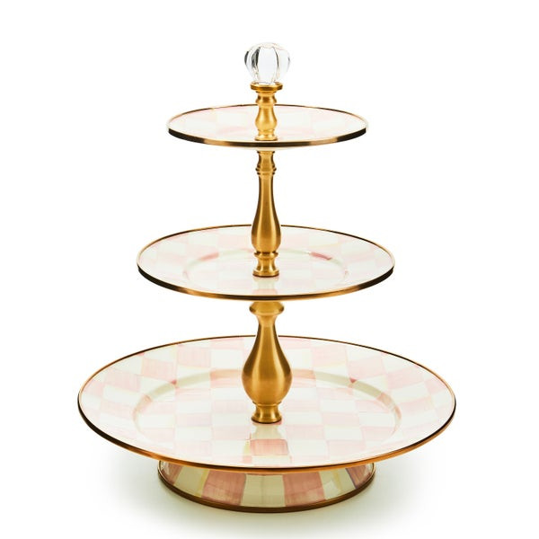 MacKenzie-Childs Rosy Check Three Tier Sweet Stand | MacKenzie-Childs