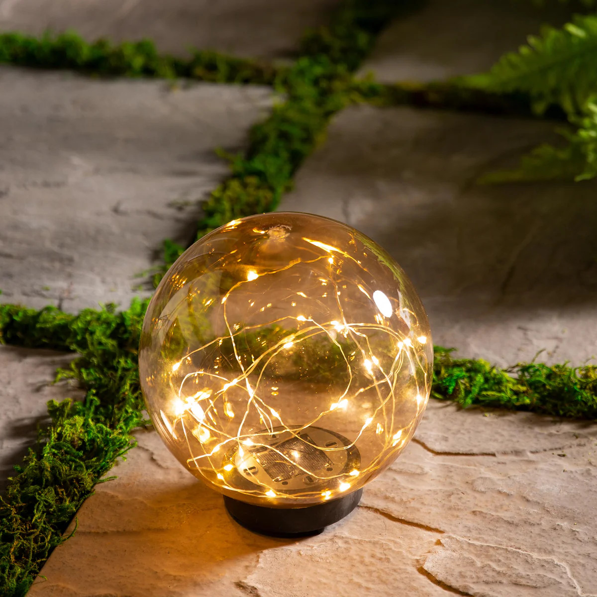 Amber Solar Lighted Globe Stake, Small | Plow & Hearth