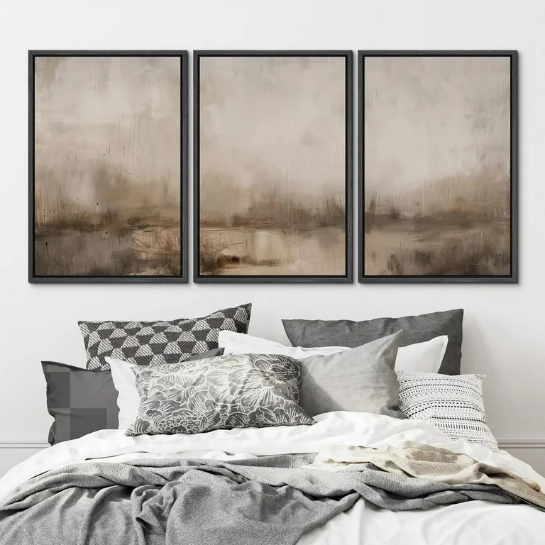 IDEA4WALL Framed Canvas Print Wall Art Set of 3 Vintage Abstract Landscape Misty Horizons Modern ... | Walmart (US)