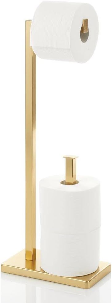 mDesign Metal Square Modern Freestanding Toilet Paper Roll Holder Stand and Dispenser with Storag... | Amazon (US)