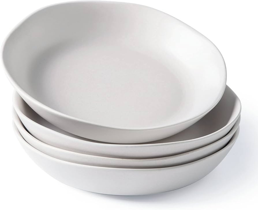 AmorArc 9.75'' Ceramic Large Pasta Bowls, 38oz Stoneware Flat Serving Bowls Set of 4, Oven,Microw... | Amazon (US)