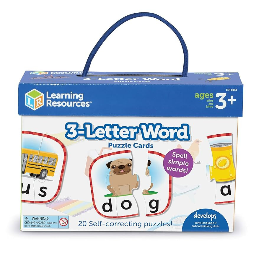 Learning Resources 3-Letter Word Puzzle Cards, Kindergarten Readniness, Self Correcting Puzzles, ... | Amazon (US)