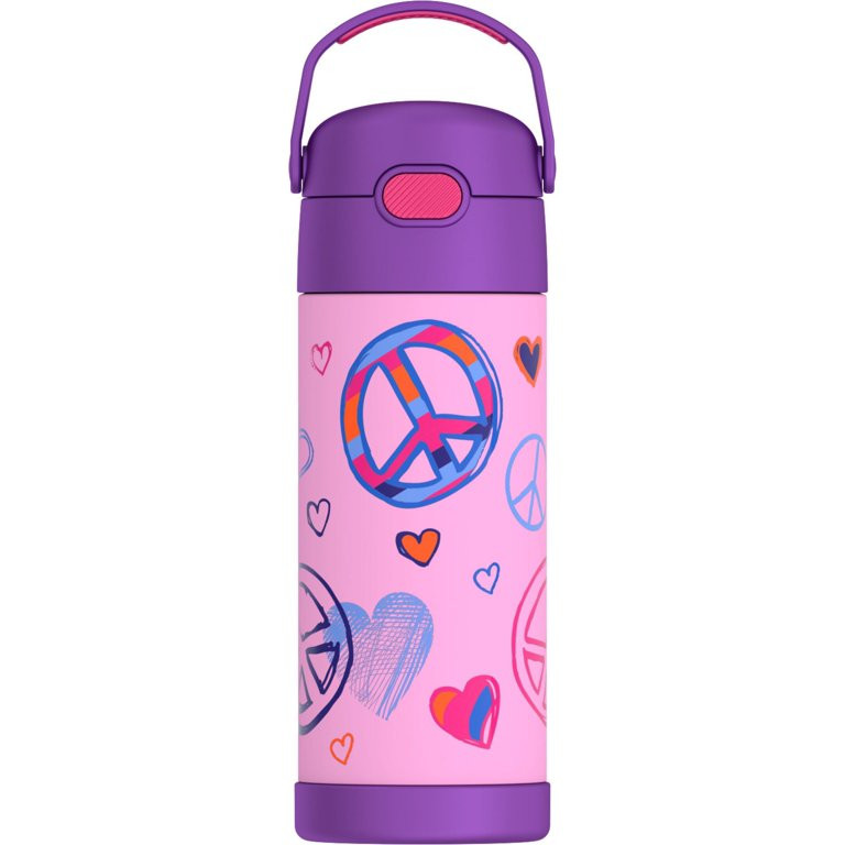 Thermos Stainless Steel Funtainer Water Bottle with Straw, Peace, 14 Fluid Ounces | Walmart (US)