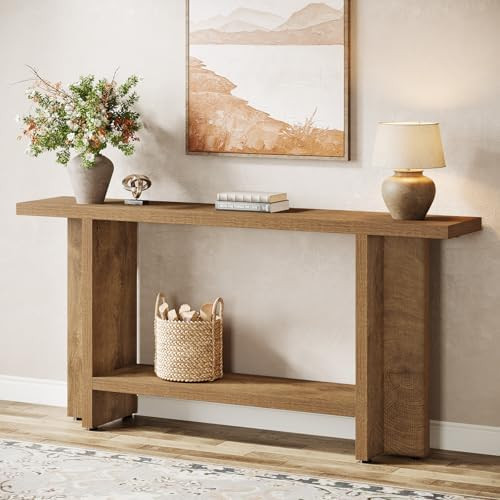 Tribesigns 59" Farmhouse Entryway Console Table, 2-Tier Narrow Long Couch Table Behind Sofa for L... | Amazon (US)